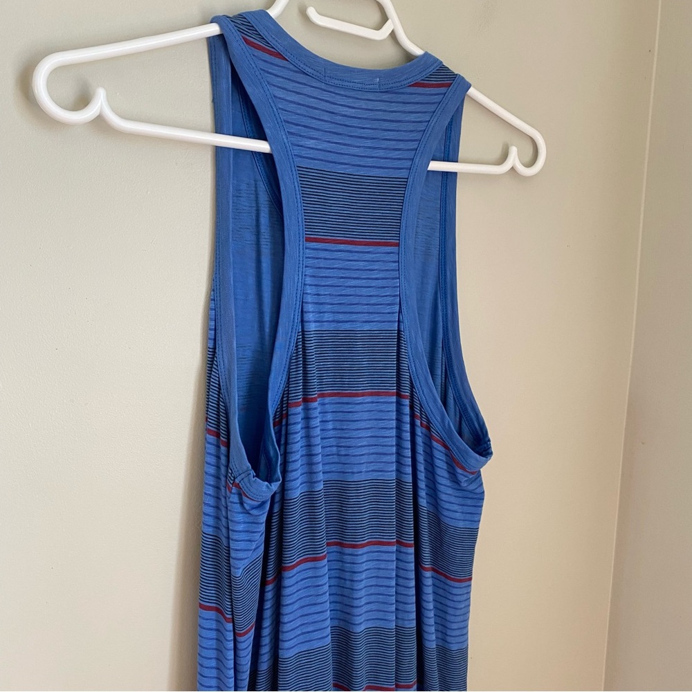 Sundry Blue Striped Ruched Sleeveless Tank Dress Size 2 or Medium Beachy - Picture 6 of 9